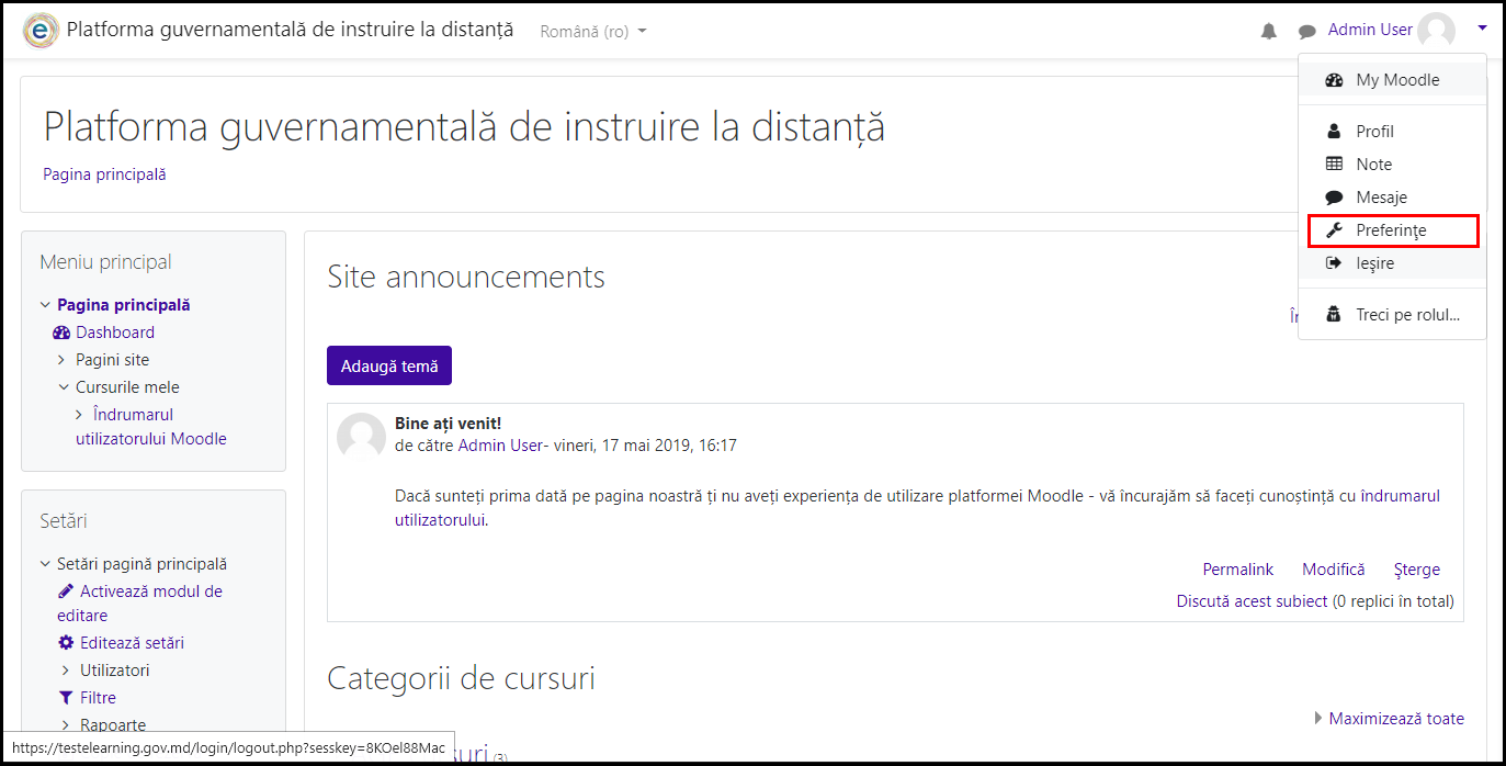 Accesare preferințe